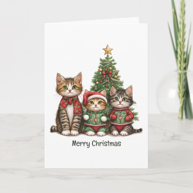 Cute God jul Cats Helgkort (Framsida)