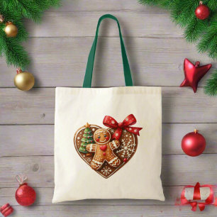Cute God jul Cookies Donut Heart Red Tygkasse