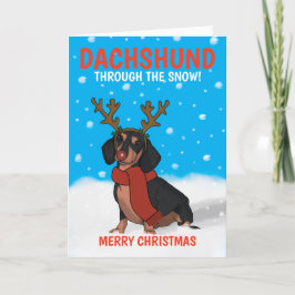 Cute God jul Dachshund Hund Rudolph Helgkort