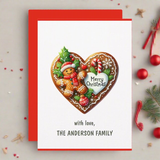 Cute God jul Donut Heart Red & White Julkort (Skapare uppladdad)