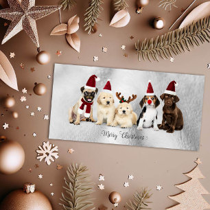 Cute God jul Elves & Rudolph Puppies Julkort