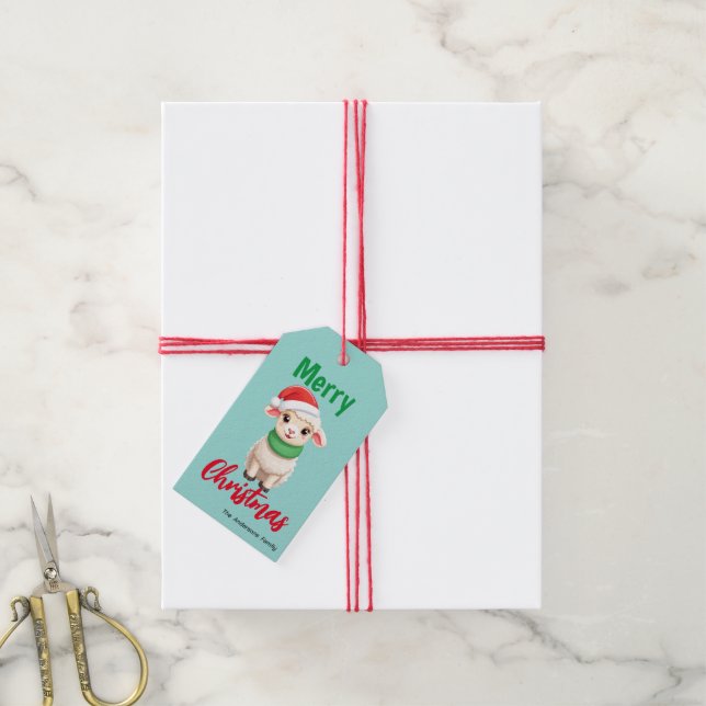 Cute god jul får Ram Santa Scarf helgdag Presentetikett (Med Snöre)