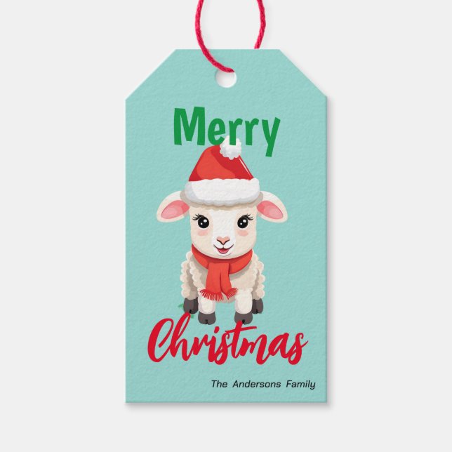 Cute god jul får Ram Santa Scarf helgdag Presentetikett (Framsidan)