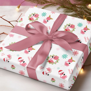 Cute God jul Flamingo Snowflake Presentpapper