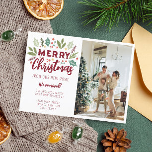 Cute God jul från Flytta av nytt hemfoto Meddelande Vykort