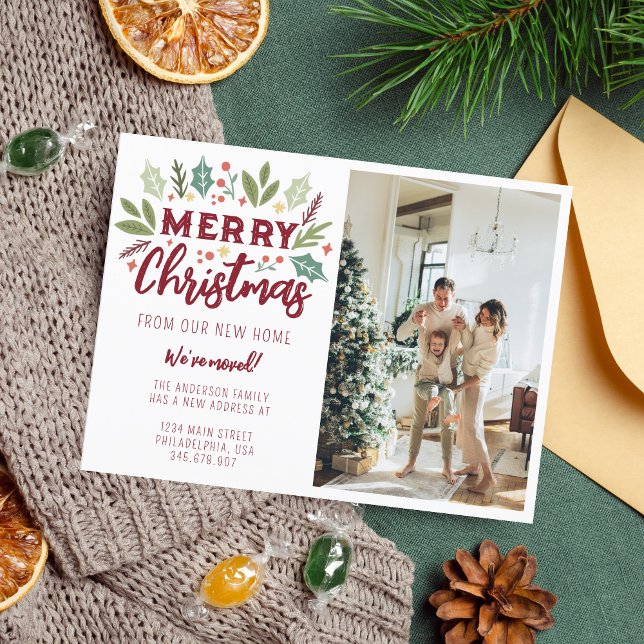 Cute God jul från Flytta av nytt hemfoto Meddelande Vykort (Skapare uppladdad)