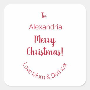 Cute God jul från Mamma och Pappa minimalt Fyrkantigt Klistermärke