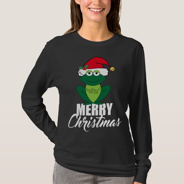 Cute God jul Frog T Shirt (Framsida)