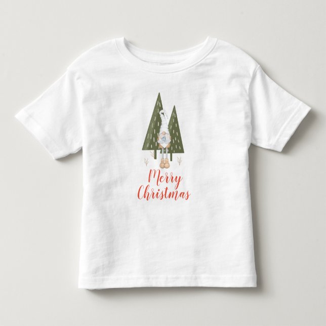 Cute God jul Gnome Bluebird T Shirt (Framsida)