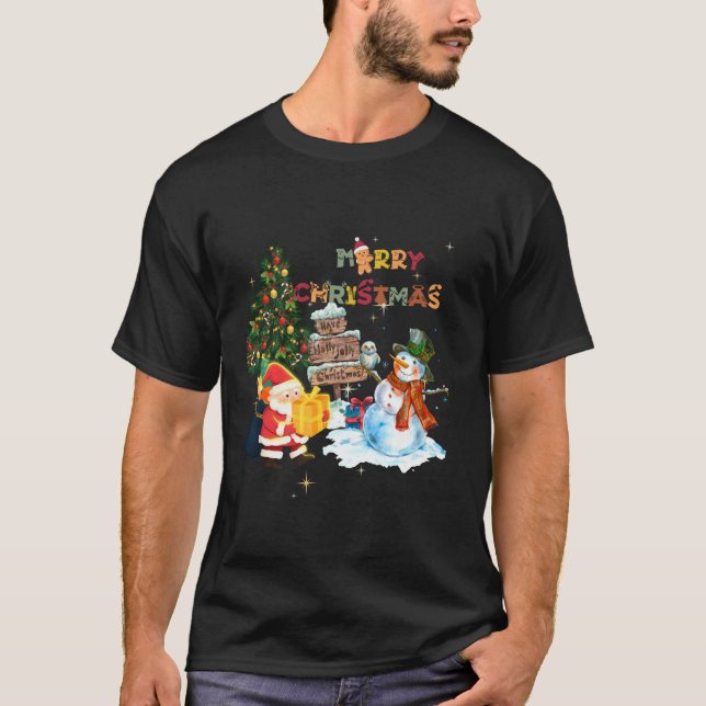 Cute God jul Gnome Family Snögubbe Santa Cr T Shirt (Framsida)