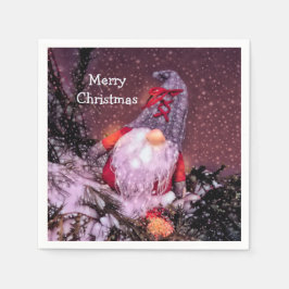 Cute God jul Gnome Helgdag Träd Pappersservett