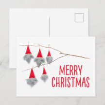 Cute God jul gnome Red-vykort
