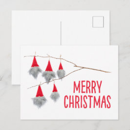 Cute God jul gnome Red-vykort Helg Vykort