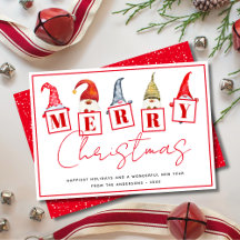 Cute God jul Gnomes signns Red Helgdag Card