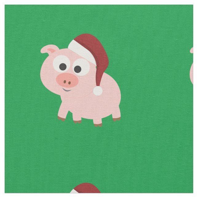 Cute God Jul Gris Wearing a Santa Hat Tyg (Närbild)