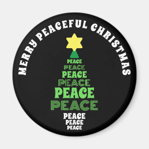Cute God jul Grönt Peace Träd Magnet