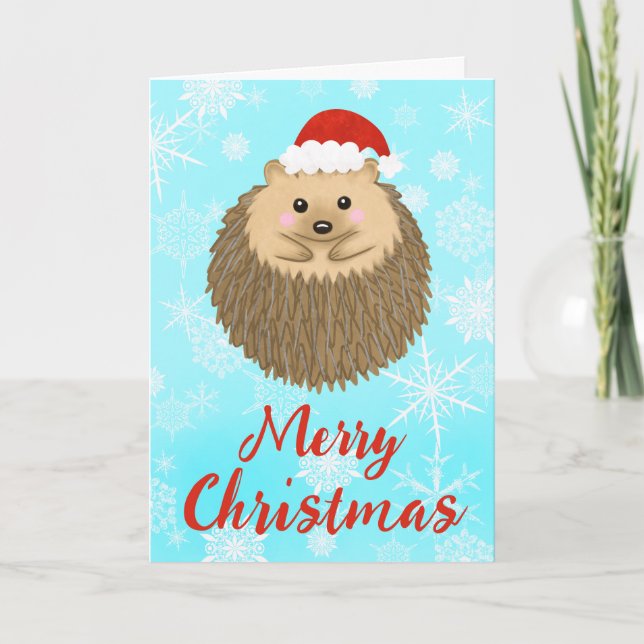 Cute God jul Hedgehog Helgkort (Framsida)