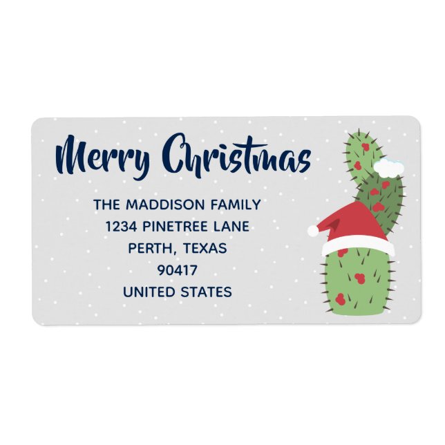 Cute God jul Helgdag Cacti Cactus Stickers Fraktsedel (Framsidan)