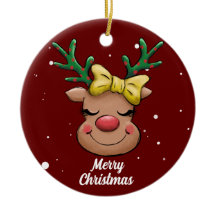 Cute God jul Hjort keramiskt ornament