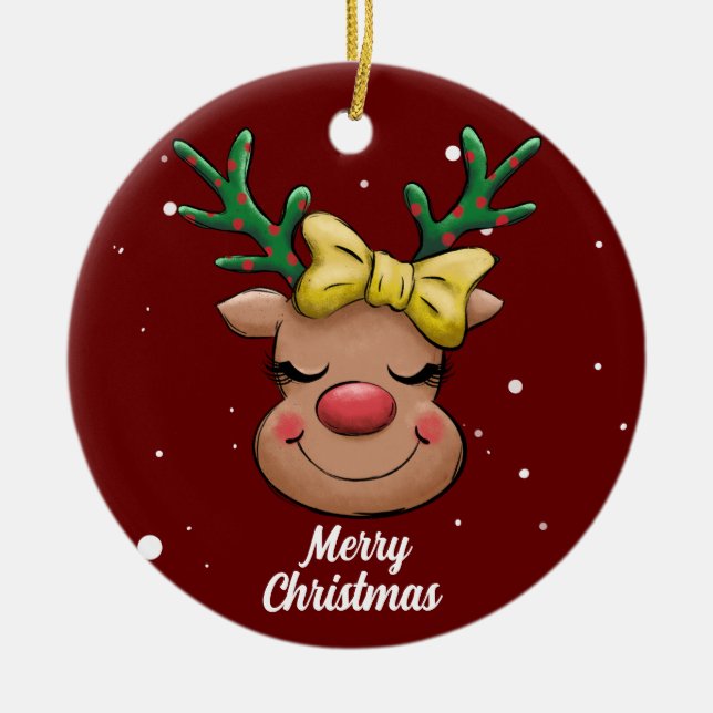 Cute God jul Hjort keramiskt ornament (Framsidan)