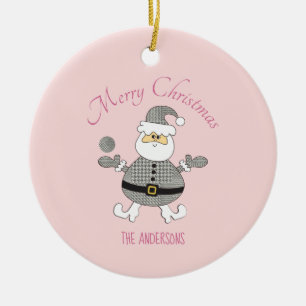 Cute God jul Houndstooth Mode Santa Julgransprydnad Keramik