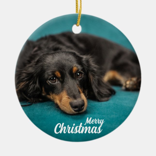 Cute God jul Hund keramiskt ornament (Framsidan)