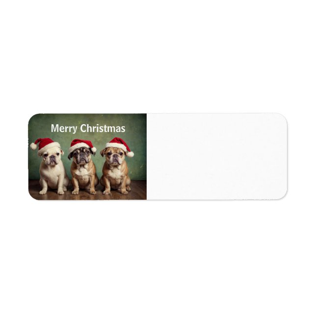 Cute God jul hundar Returadress Etikett (Framsidan)