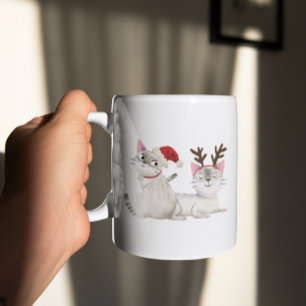 Cute God Jul Kattunge Santa Hat & Antlers Kaffemugg
