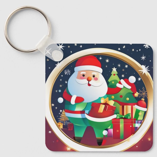 "Cute God jul Keychain - Festive Helgdag A Nyckelring (Framsida)