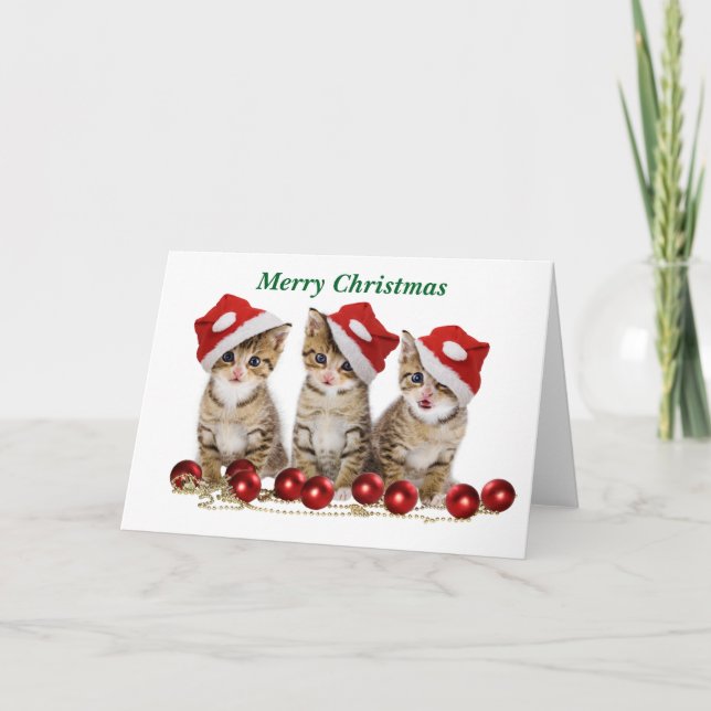 Cute God jul Kittens Helgkort (Framsida)