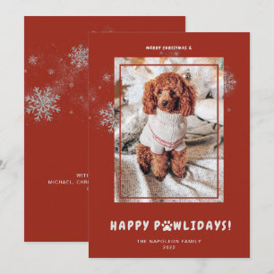 Cute God jul Lycklig PAWlidays Pet Photo Ho Julkort