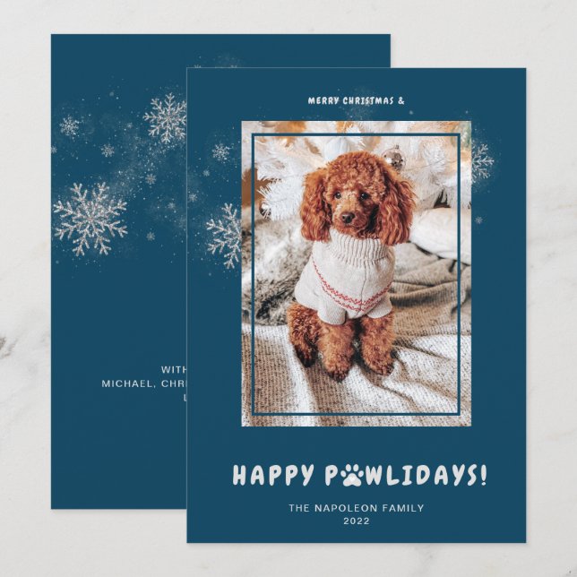 Cute God jul Lycklig PAWlidays Pet Photo Hol Julkort (Fram/baksida)