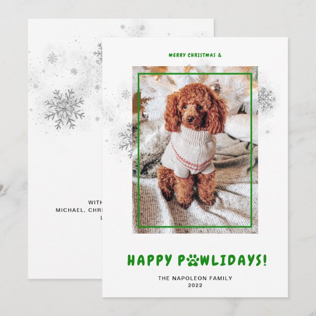 Cute God jul Lycklig PAWlidays Pet Photo Hol Julkort (Fram/baksida)