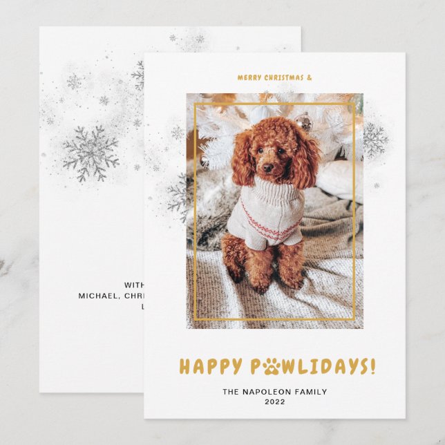Cute God jul Lycklig PAWlidays Pet Photo Julkort (Fram/baksida)