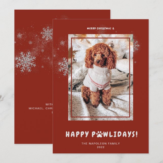 Cute God jul Lycklig PAWlidays Pet Photo Julkort (Fram/baksida)