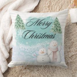 Cute God jul med Snögubbe Julgran Kudde