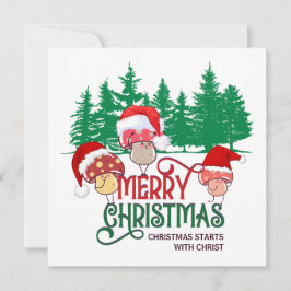 Cute GOD JUL MUSHROOM Christian Julkort