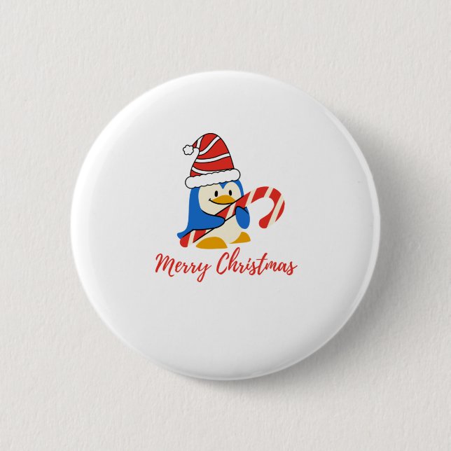 Cute God jul Penguin Candy cane Knapp (Framsida)