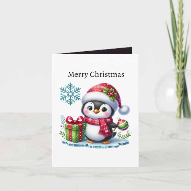 Cute God jul penguin Helgkort (Framsida)