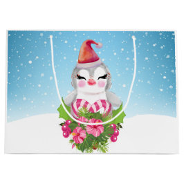 Cute God Jul Penguin i Santa Hat