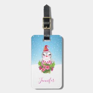 Cute God Jul Penguin i Santa Hat Bagagebricka