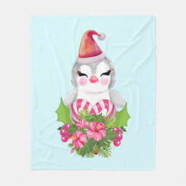 Cute God Jul Penguin i Santa Hat Fleecefilt