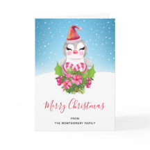 Cute God Jul Penguin i Santa Hat