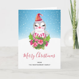 Cute God Jul Penguin i Santa Hat Kort