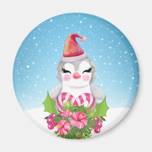 Cute God Jul Penguin i Santa Hat Magnet