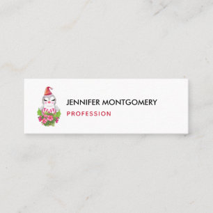 Cute God Jul Penguin i Santa Hat Mini Visitkort