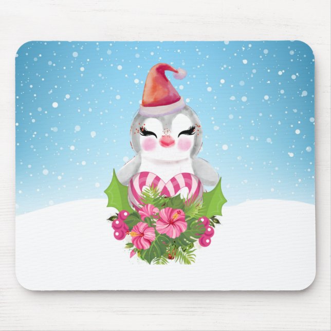 Cute God Jul Penguin i Santa Hat Musmatta (Framsidan)
