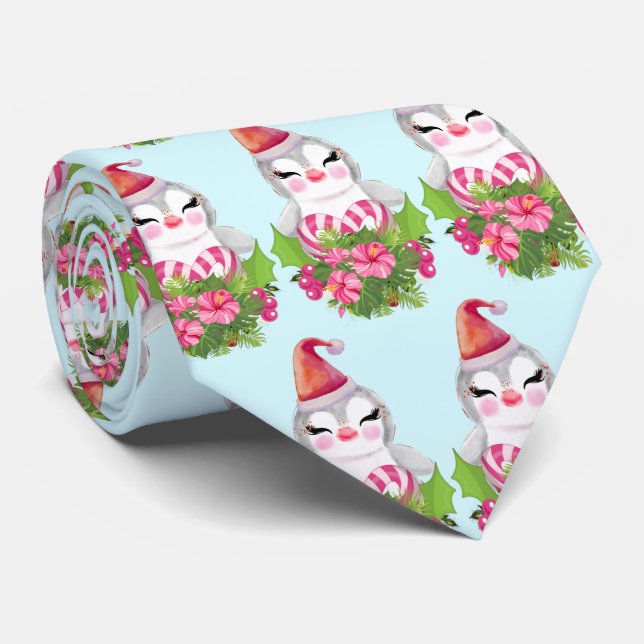 Cute God Jul Penguin i Santa Hat Slips (Rullad)