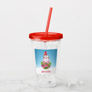 Cute God Jul Penguin i Santa Hat Take Away Mugg