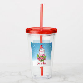 Cute God Jul Penguin i Santa Hat Take Away Mugg